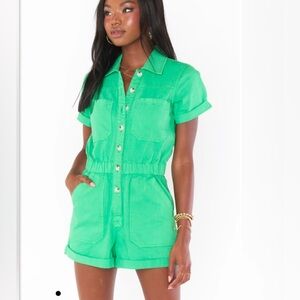Show Me Your MuMu Bright Green Short-Sleeve Romper